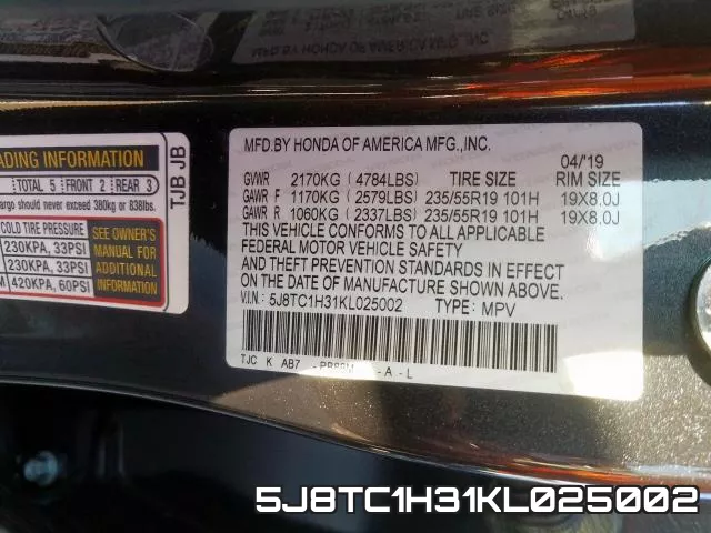 5J8TC1H31KL025002 фото 2