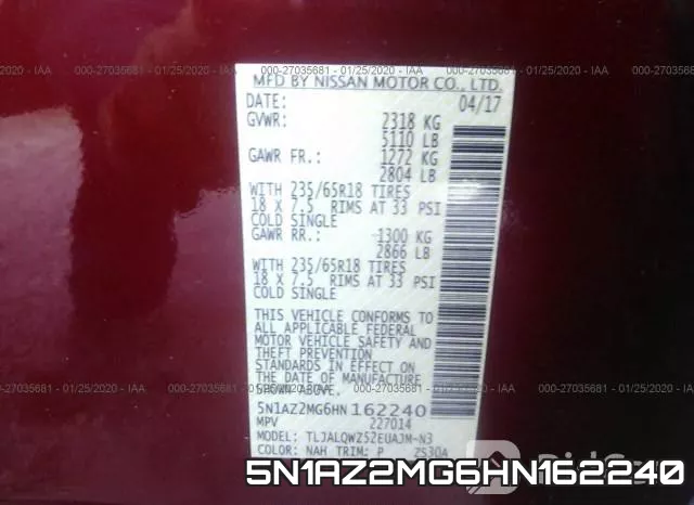 5N1AZ2MG6HN162240 фото 10