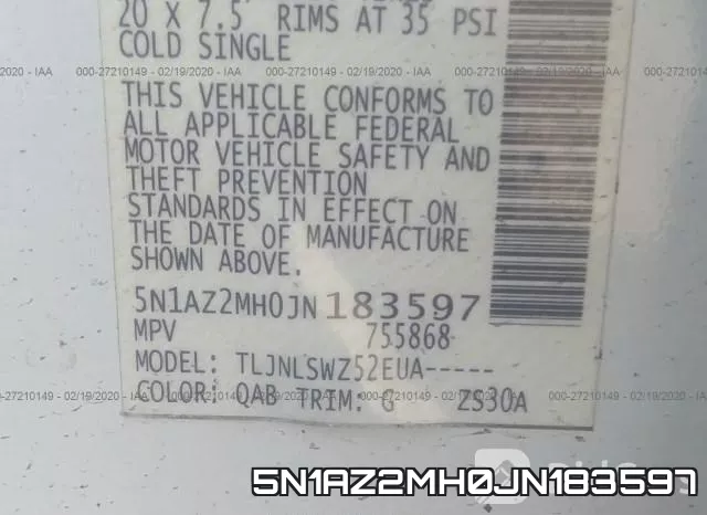 5N1AZ2MH0JN183597 фото 10