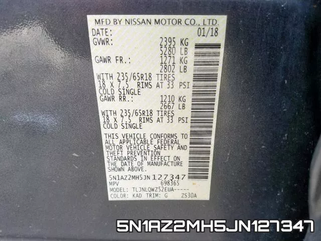 5N1AZ2MH5JN127347 фото 2