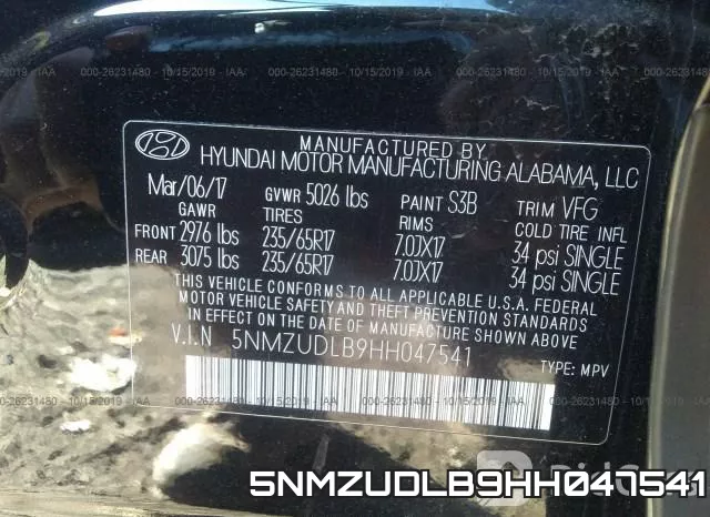 5NMZUDLB9HH047541 фото 10
