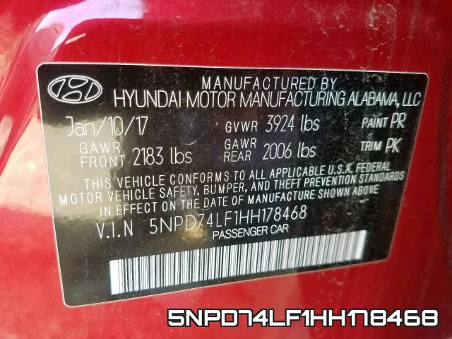 5NPD74LF1HH178468 фото 2