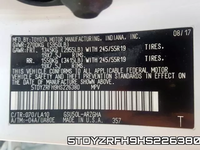 5TDYZRFH9HS226380 фото 2