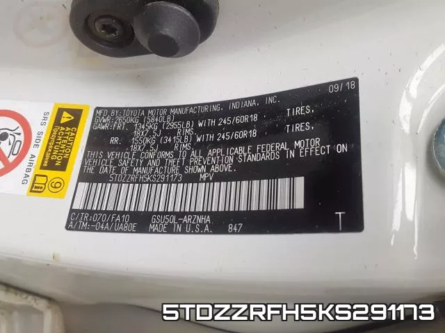 5TDZZRFH5KS291173 фото 2