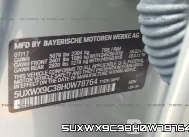 5UXWX9C38H0W78764 фото 10