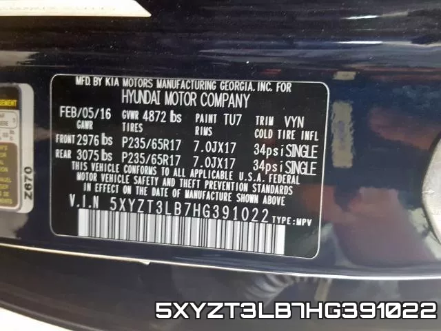 5XYZT3LB7HG391022 фото 2