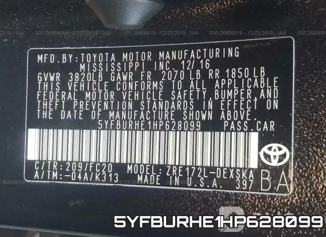 5YFBURHE1HP628099 фото 10