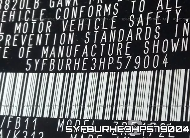 5YFBURHE3HP579004 фото 10