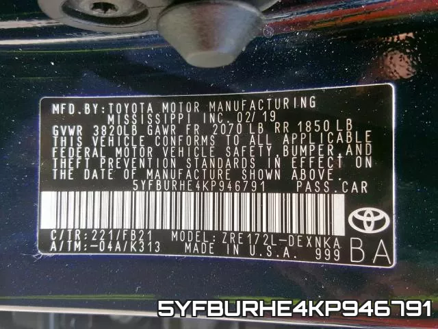 5YFBURHE4KP946791 фото 2