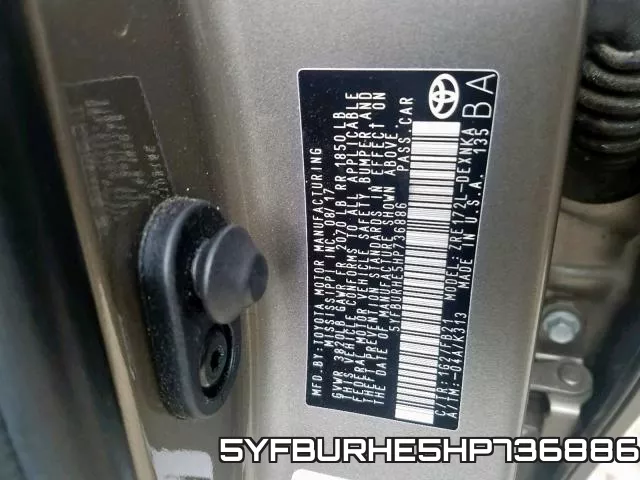 5YFBURHE5HP736886 фото 2