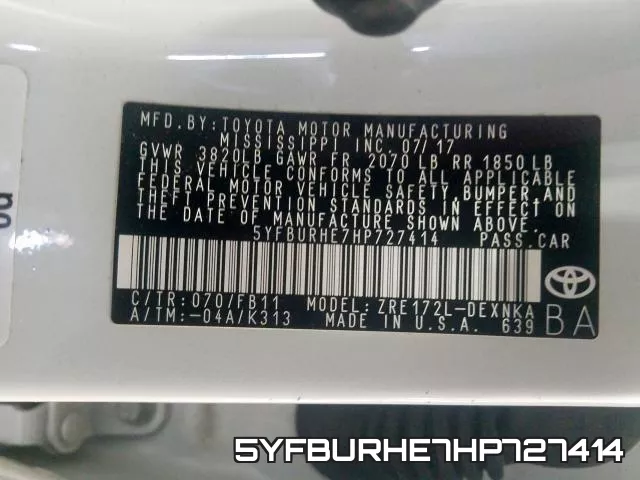 5YFBURHE7HP727414 фото 2