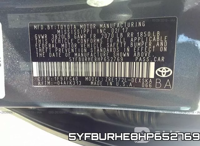 5YFBURHE8HP652769 фото 10