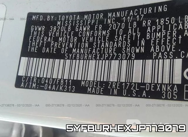 5YFBURHEXJP773079 фото 10