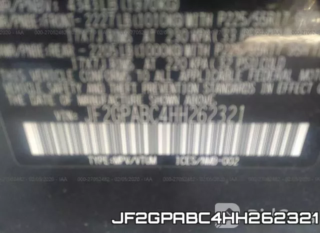JF2GPABC4HH262321 фото 10