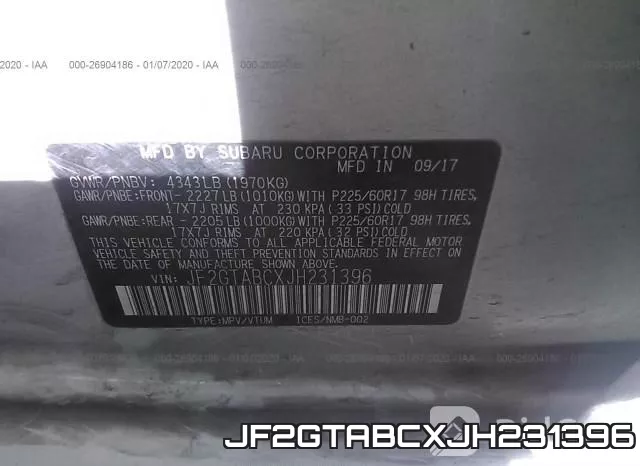 JF2GTABCXJH231396 фото 10