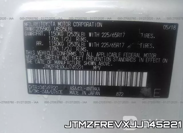 JTMZFREVXJJ745221 фото 10