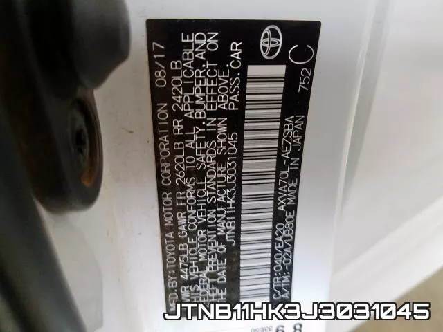JTNB11HK3J3031045 фото 2