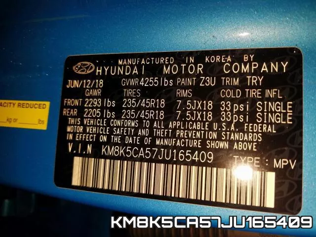 KM8K5CA57JU165409 фото 2