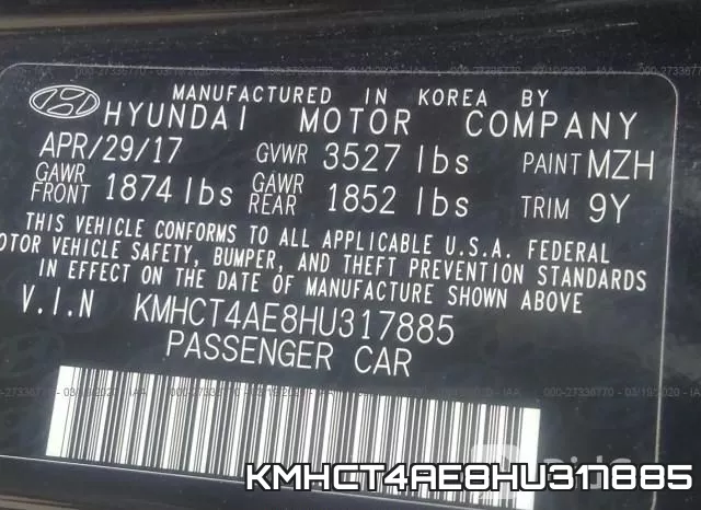 KMHCT4AE8HU317885 фото 10
