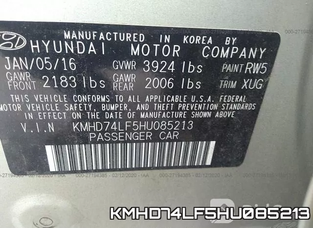KMHD74LF5HU085213 фото 10