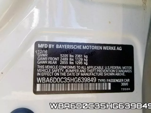 WBA6D0C35HG639849 фото 2