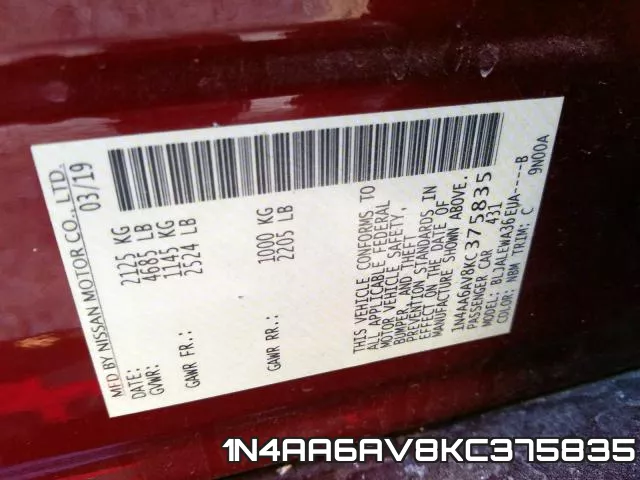 1N4AA6AV8KC375835 фото 2