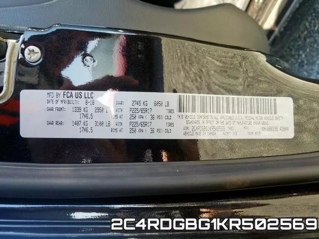2C4RDGBG1KR502569 фото 2