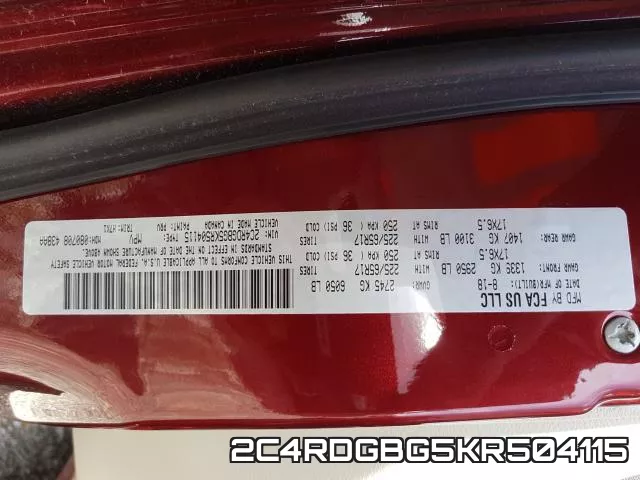 2C4RDGBG5KR504115 фото 2