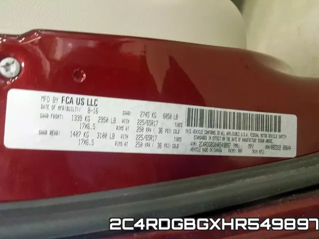 2C4RDGBGXHR549897 фото 2