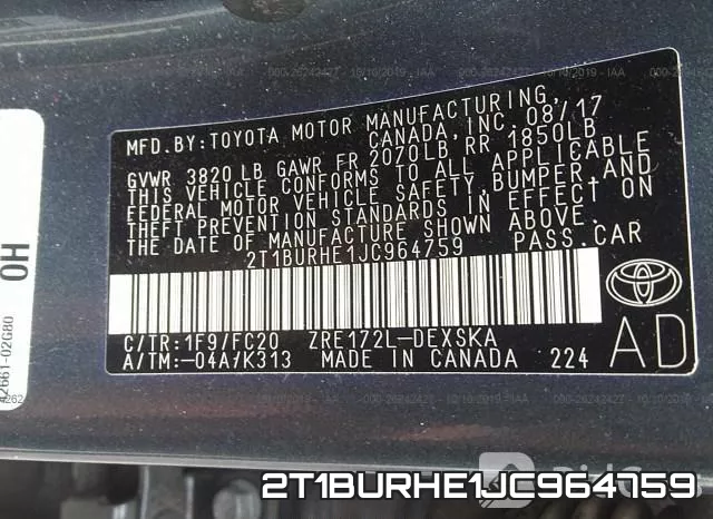 2T1BURHE1JC964759 фото 10