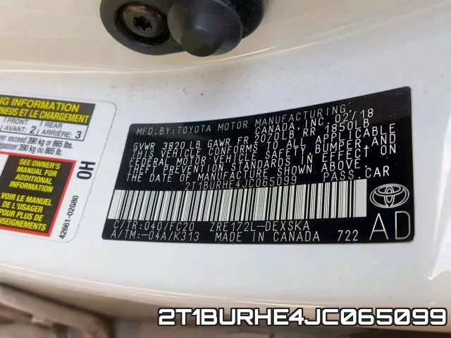 2T1BURHE4JC065099 фото 2