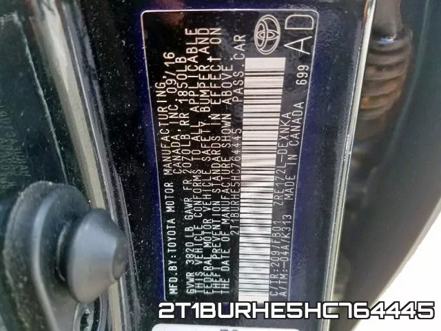 2T1BURHE5HC764445 фото 2