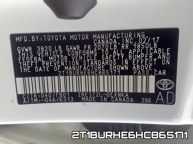 2T1BURHE6HC865171 фото 2