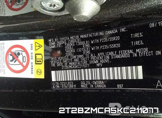 2T2BZMCA5KC211077 фото 10