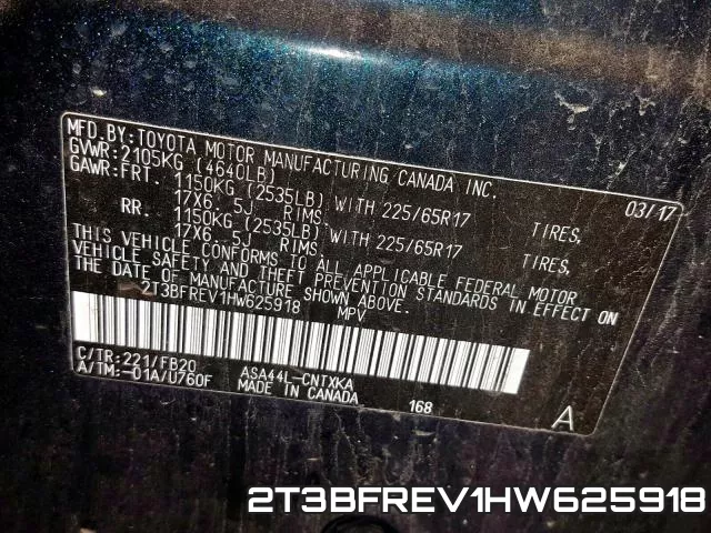 2T3BFREV1HW625918 фото 2