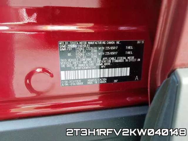 2T3H1RFV2KW040148 фото 2