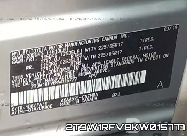 2T3W1RFV8KW015777 фото 10