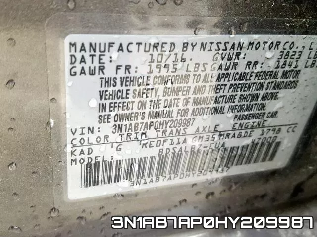 3N1AB7AP0HY209987 фото 2