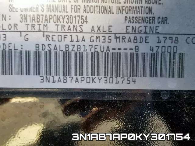 3N1AB7AP0KY301754 фото 2