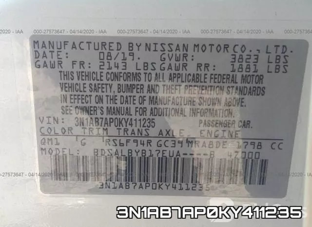 3N1AB7AP0KY411235 фото 10