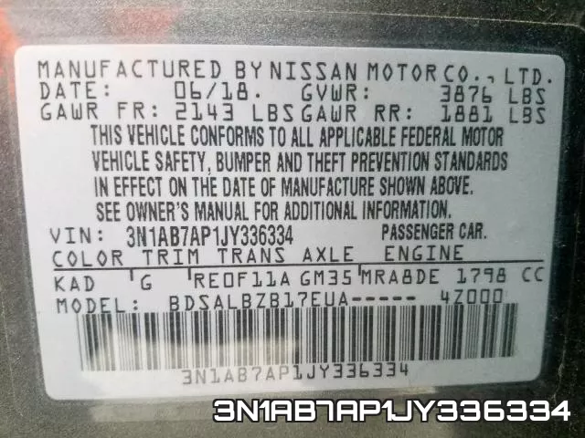 3N1AB7AP1JY336334 фото 2
