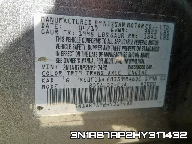 3N1AB7AP2HY317432 фото 2