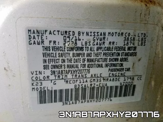3N1AB7APXHY207776 фото 2