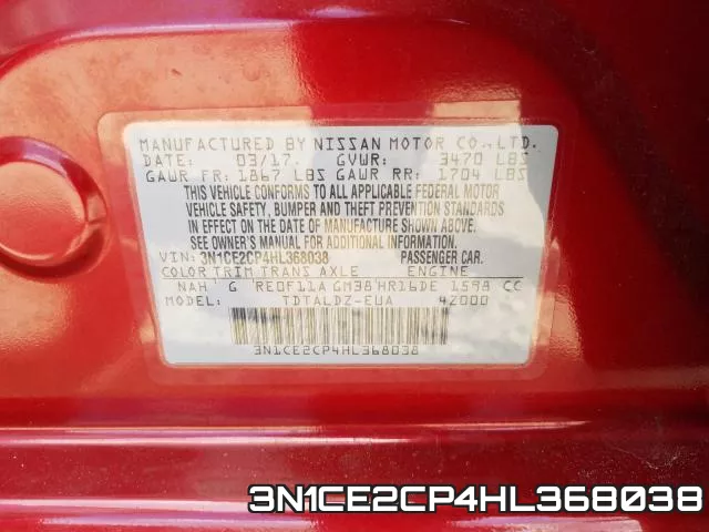 3N1CE2CP4HL368038 фото 2