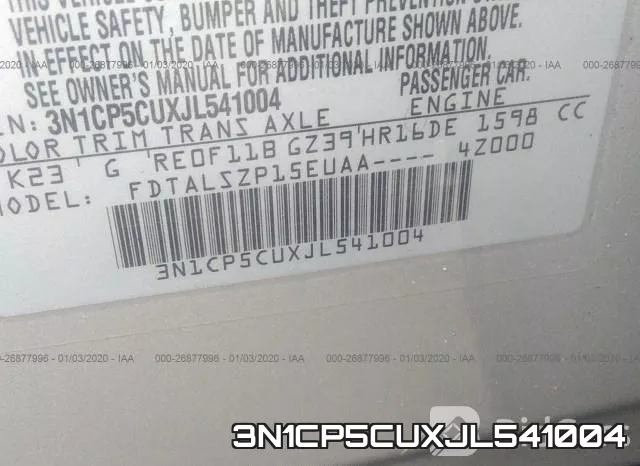 3N1CP5CUXJL541004 фото 10