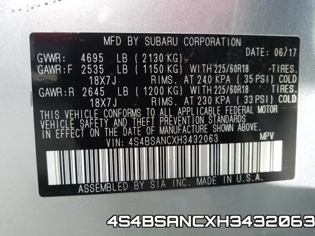4S4BSANCXH3432063 фото 2