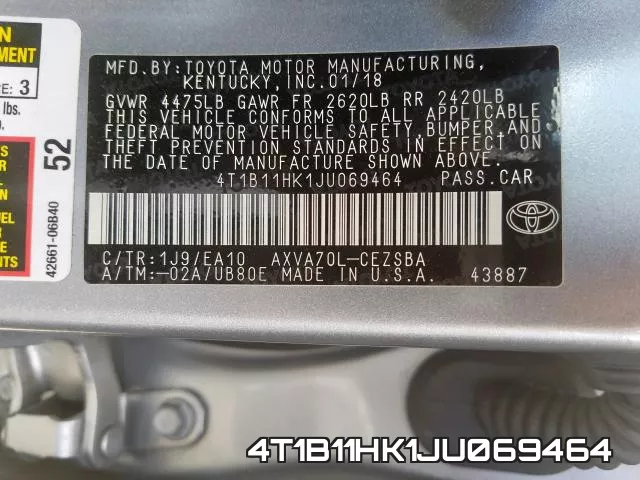 4T1B11HK1JU069464 фото 2