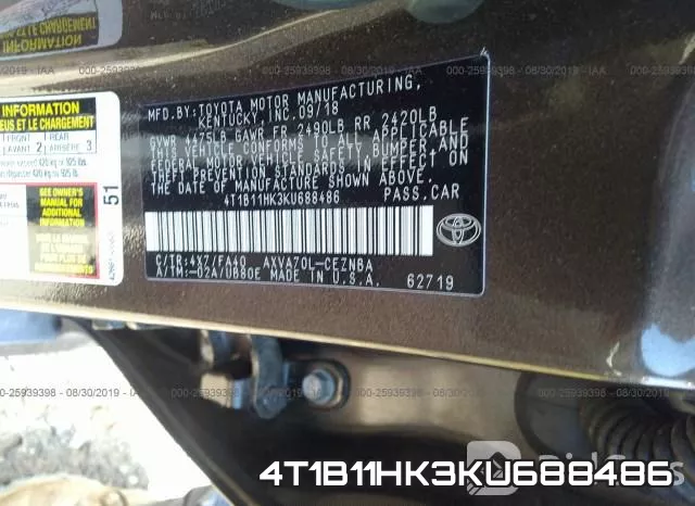 4T1B11HK3KU688486 фото 10