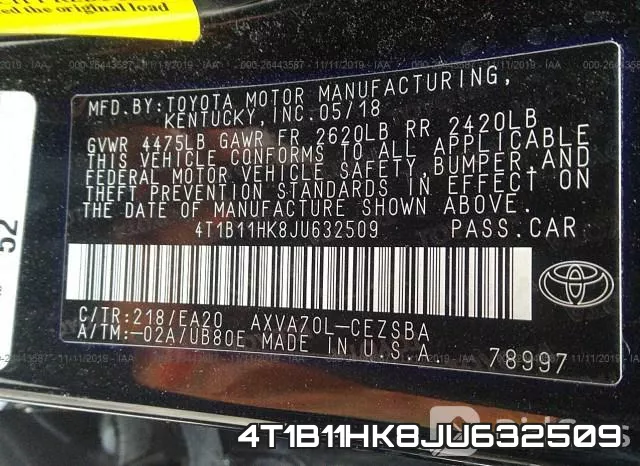 4T1B11HK8JU632509 фото 10