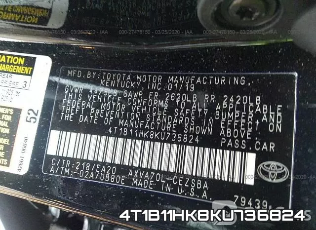 4T1B11HK8KU736824 фото 10